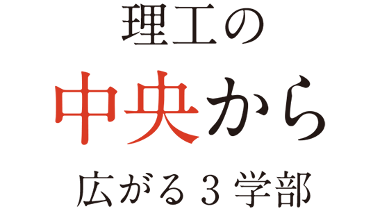 理工の中央から広がる3学部